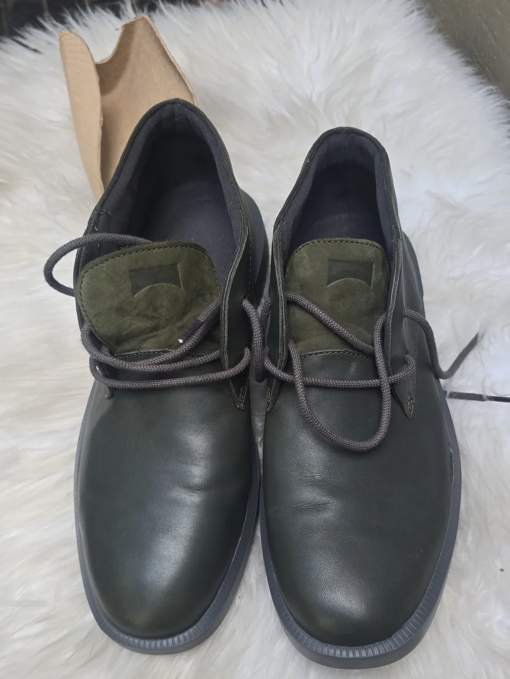 Camper Olive Leather Desert Chukka Boots EU 41 US 8 Mens